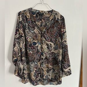 Roz & Ali Multicolor Paisley Blouse